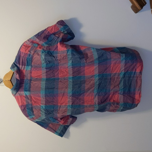 JCrew Size L Colorful Plaid Print Short Sleeve Shirt - Picture 5 of 8